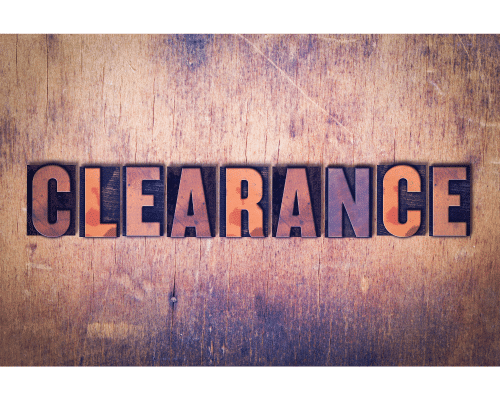 clearance sign