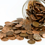 pennies in a glass jar
